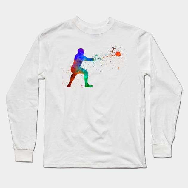 Hammer throw in watercolor Long Sleeve T-Shirt by PaulrommerArt